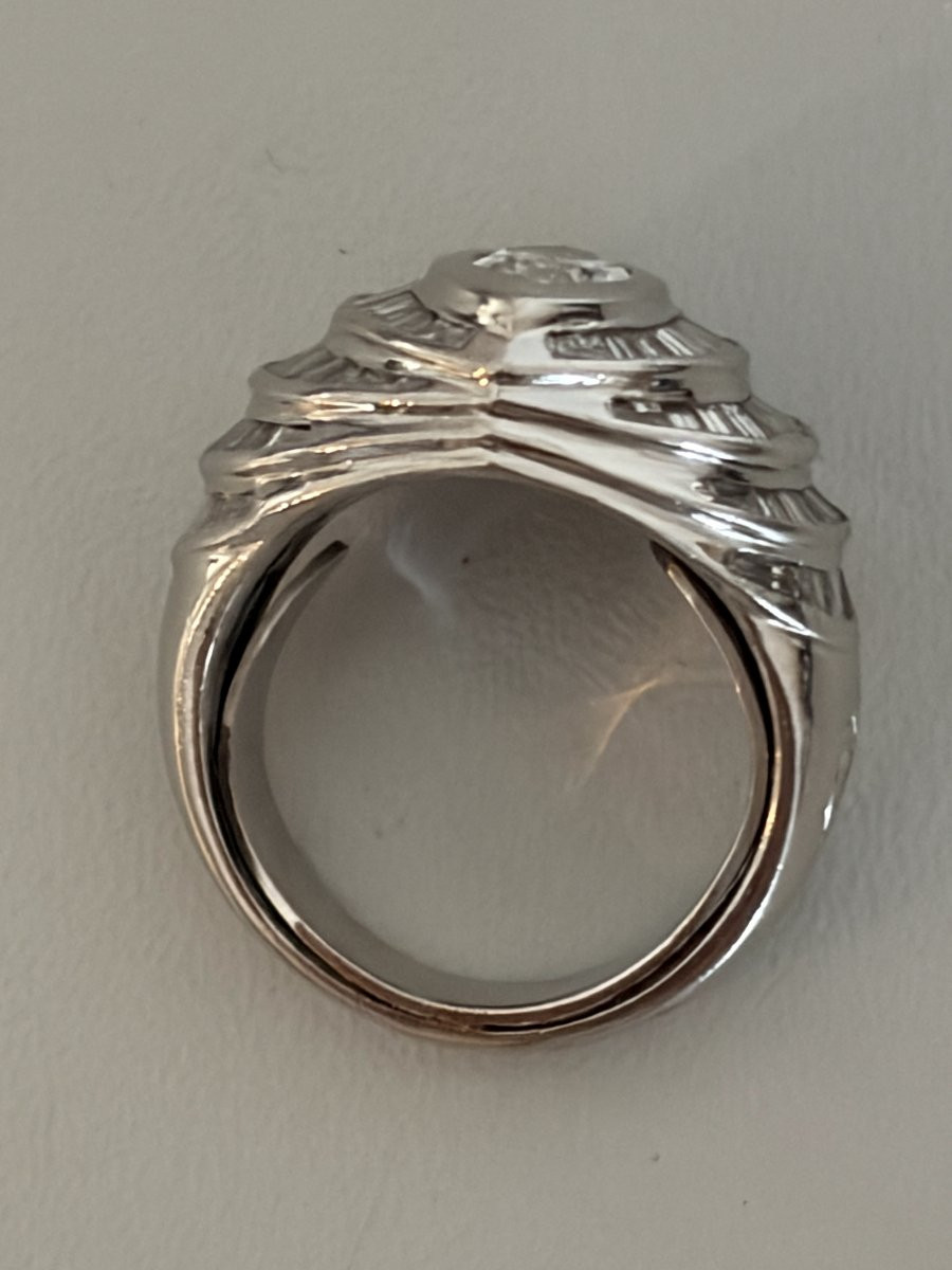 7566 - Harpo's Boule Ring White Gold Diamonds (0.70 Ct At Center)-photo-3