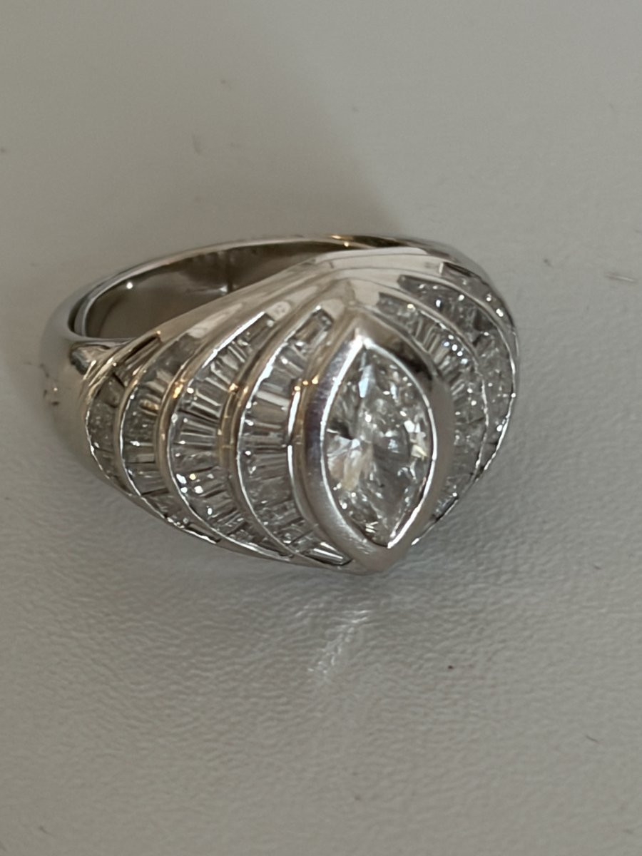 7566 - Harpo's Boule Ring White Gold Diamonds (0.70 Ct At Center)-photo-4