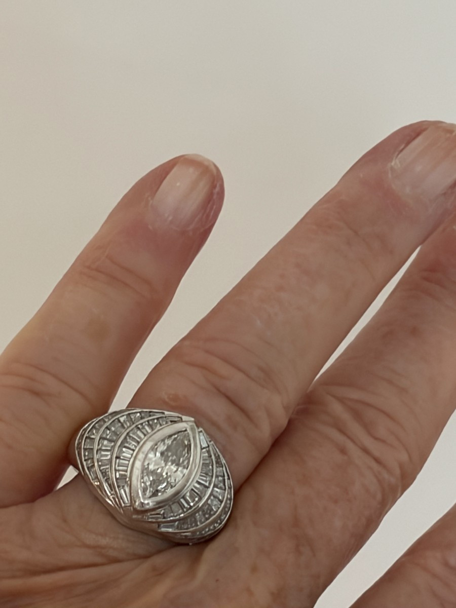 7566 - Harpo's Boule Ring White Gold Diamonds (0.70 Ct At Center)-photo-1