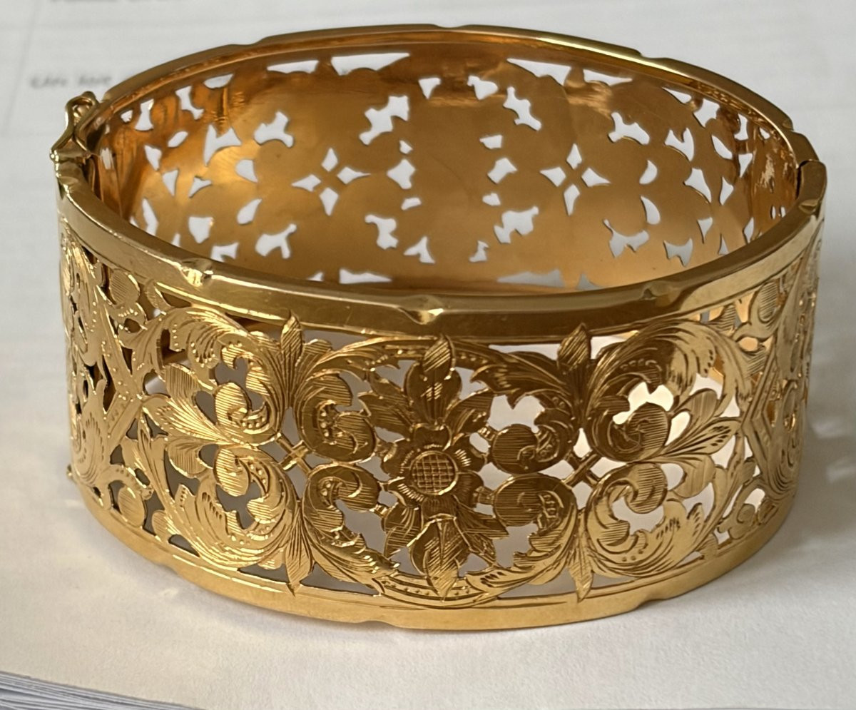 7610 - Large Bracelet Manchette Or Jaune 45 g-photo-4