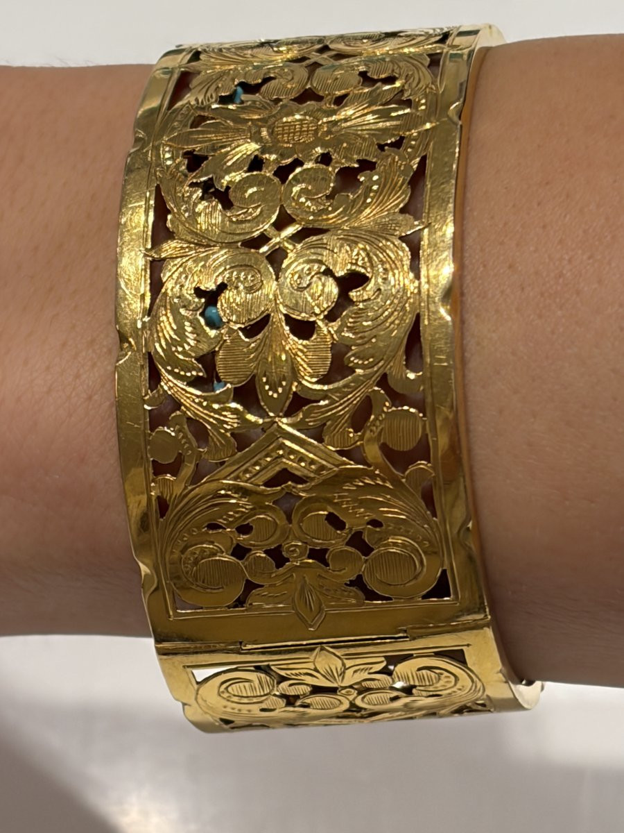 7610 - Large Bracelet Manchette Or Jaune 45 g-photo-1