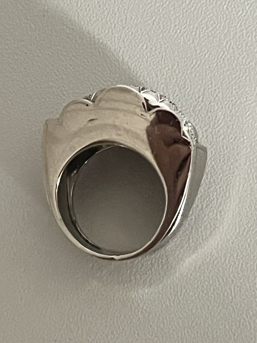 1565 - Importante Bague Vintage Platine Diamants-photo-3