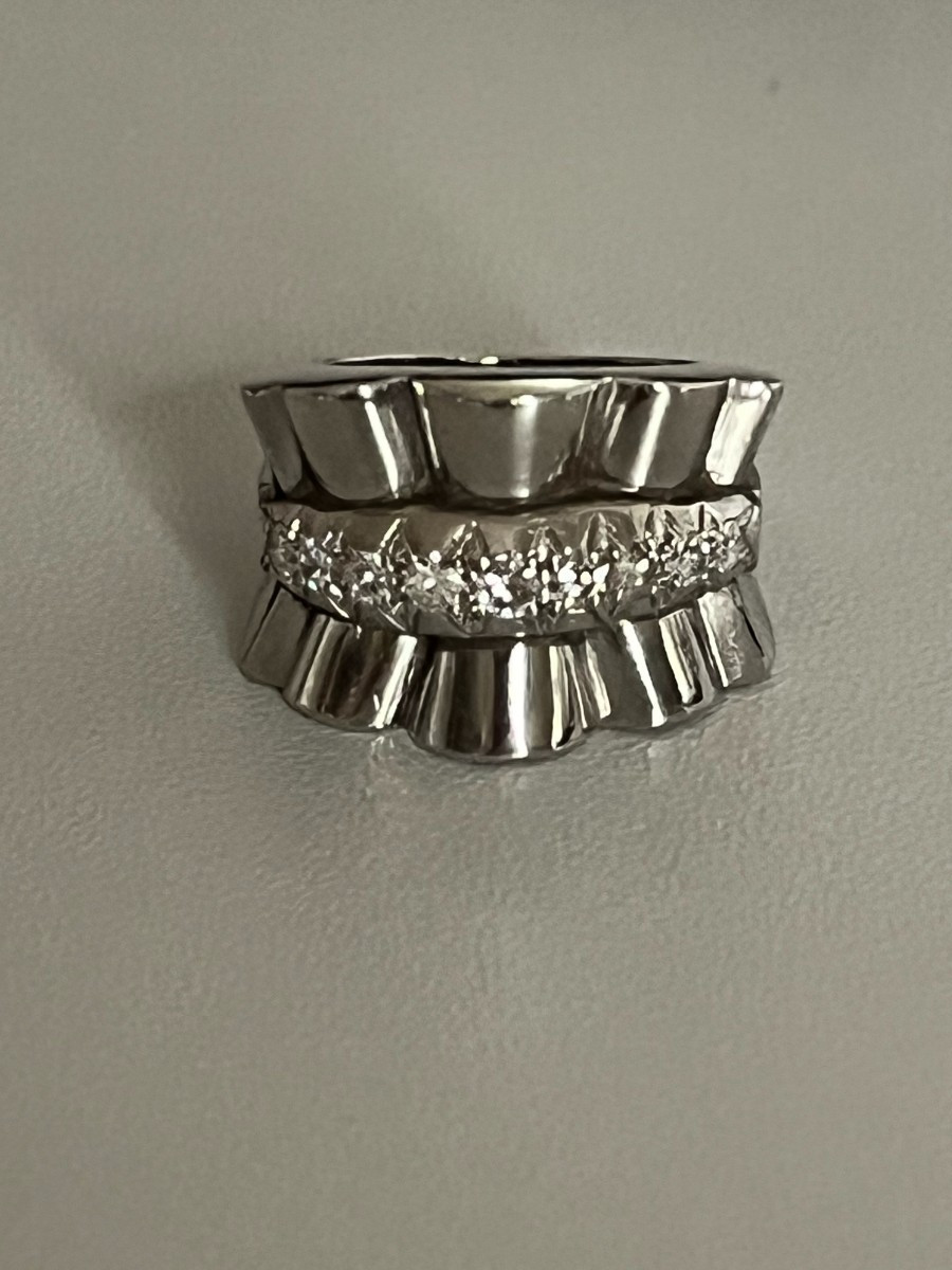1565 - Importante Bague Vintage Platine Diamants