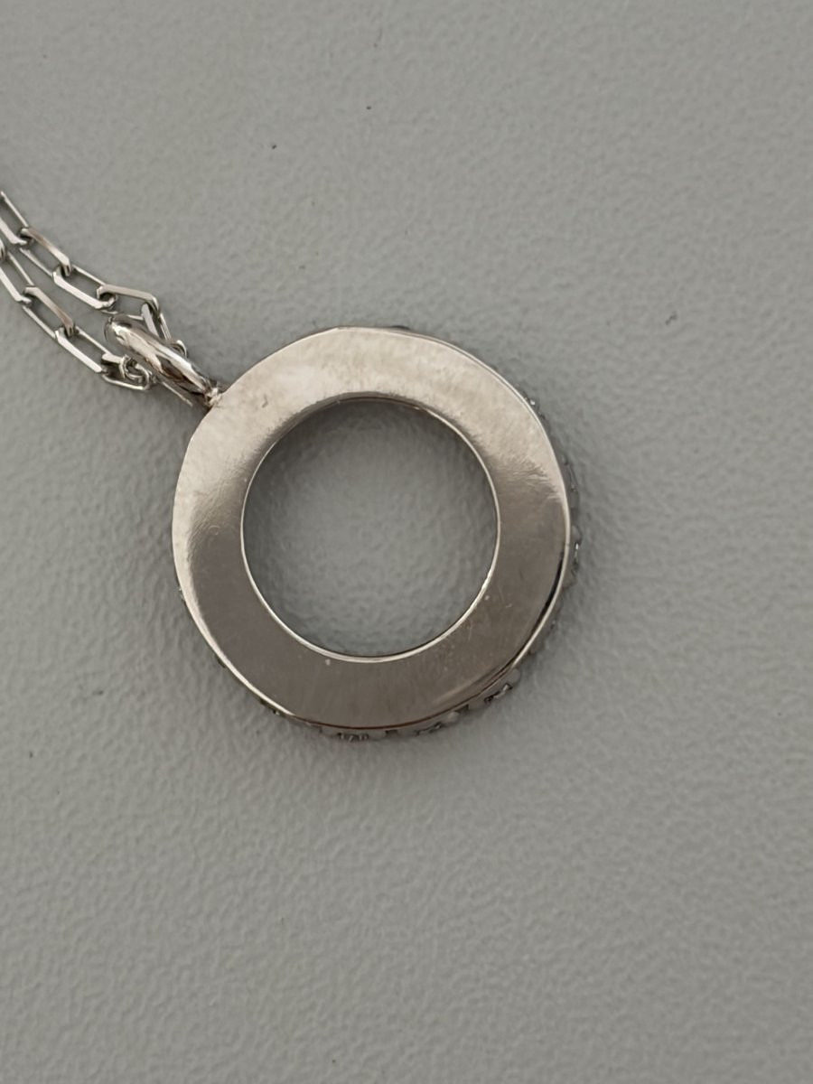 3265 - Pendentif Rond Or Gris Diamants-photo-4