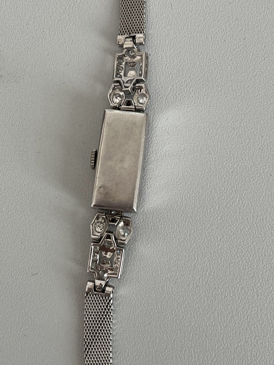 3270 - Montre Dame Art Deco Platine Diamants-photo-2