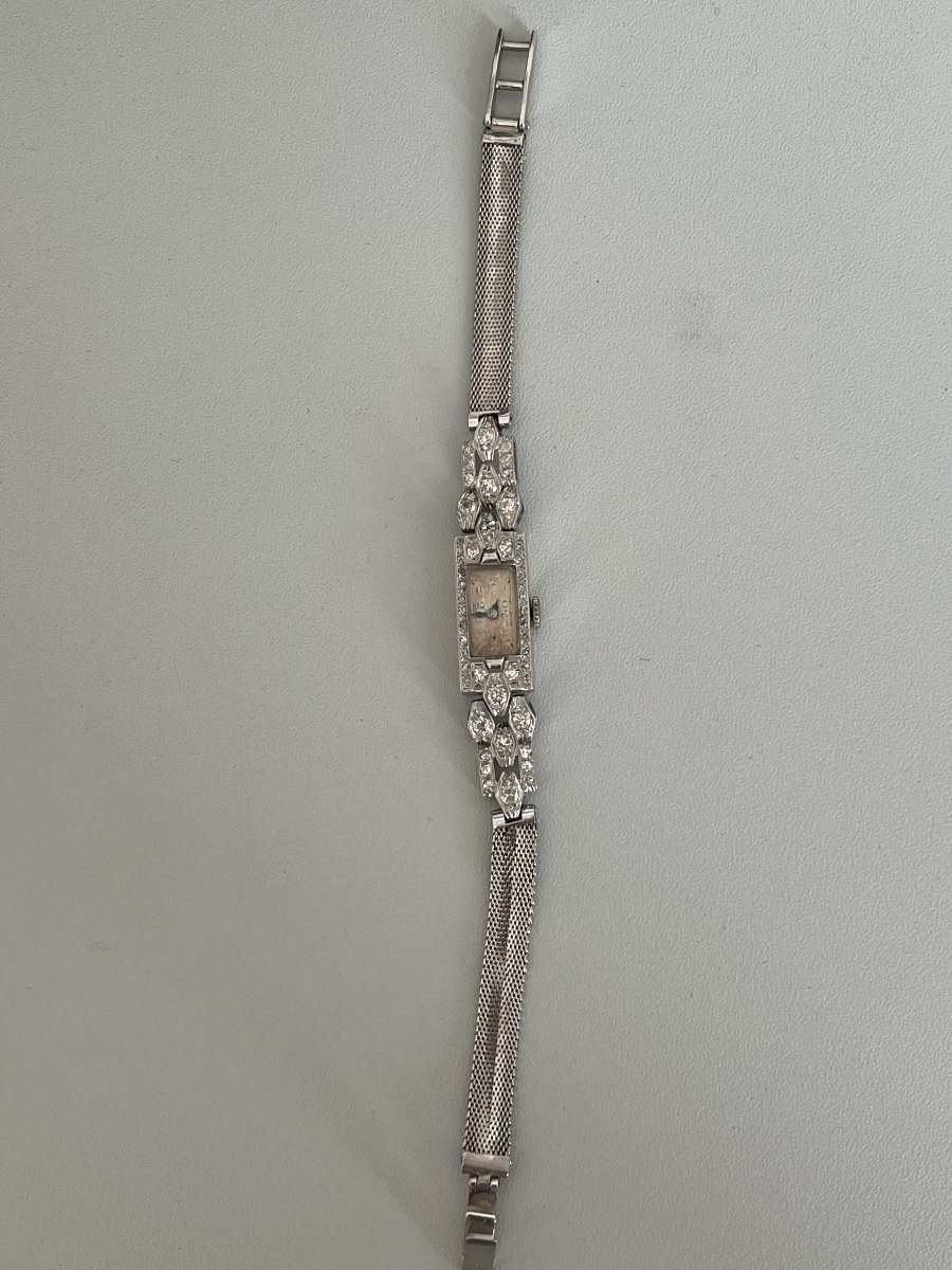 3270 - Montre Dame Art Deco Platine Diamants-photo-1