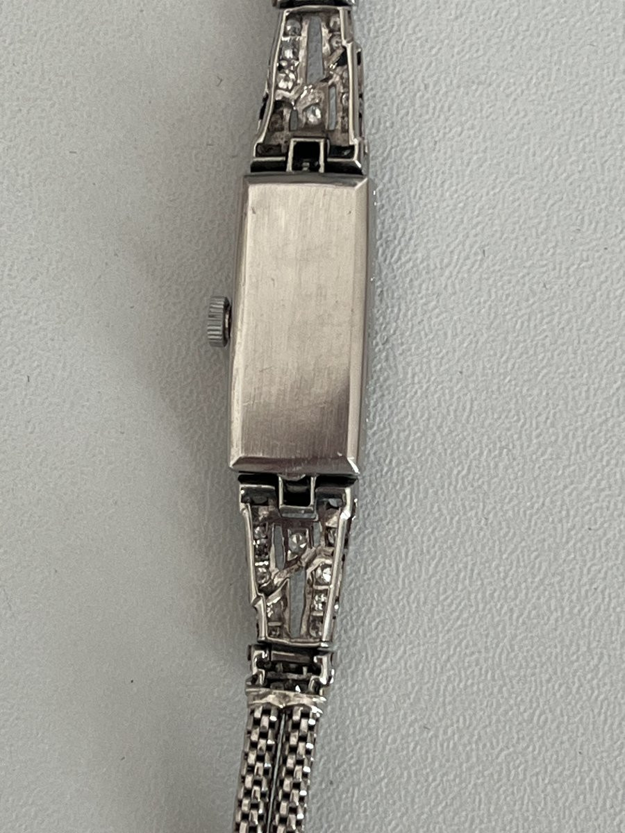 3270 - Montre Dame Art Deco Platine Diamants-photo-2