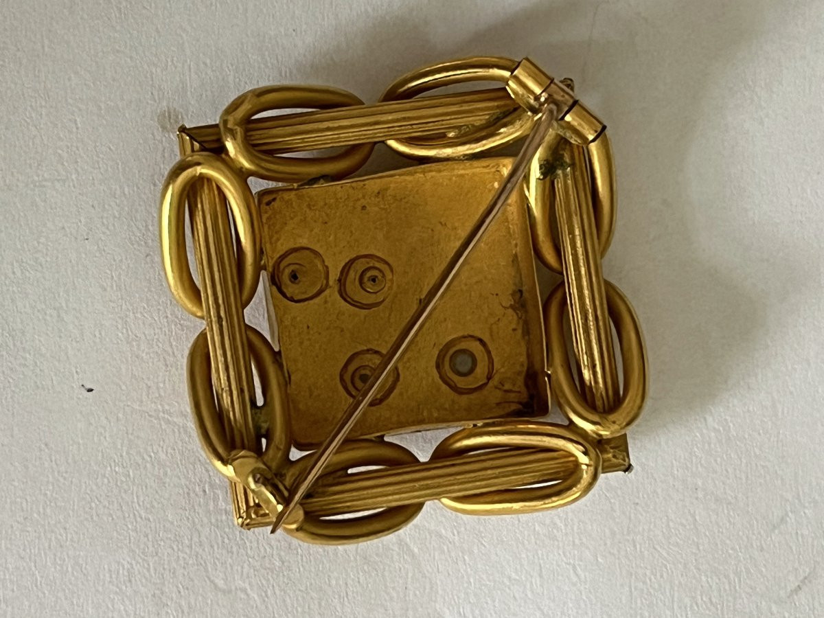 4529 - Antique Brooch Yellow Gold Foliage-photo-2