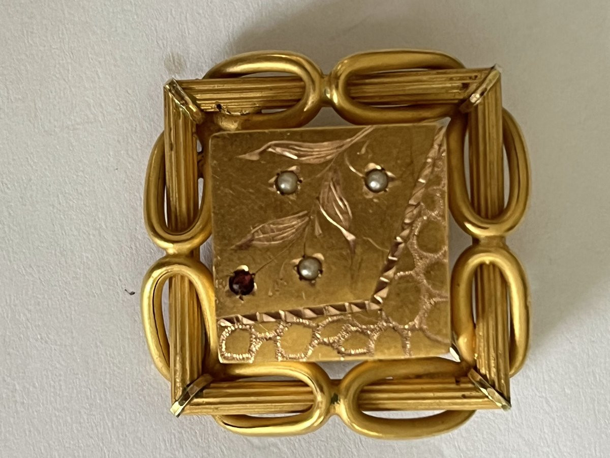 4529 - Antique Brooch Yellow Gold Foliage-photo-3