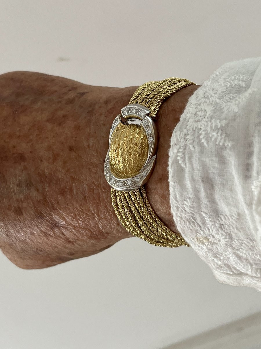 6976 - Yellow Gold Twisted Diamonds Bracelet-photo-2