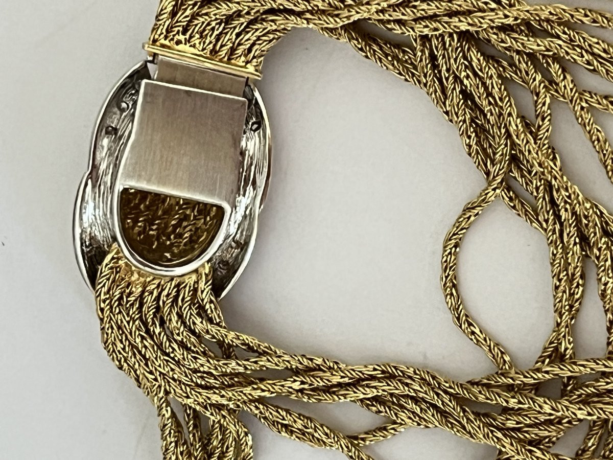 6976 - Yellow Gold Twisted Diamonds Bracelet-photo-3