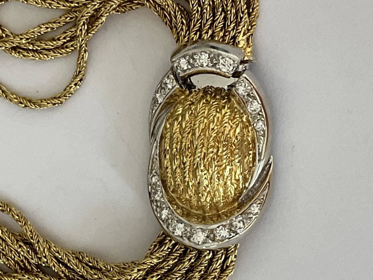 6976 - Yellow Gold Twisted Diamonds Bracelet-photo-4