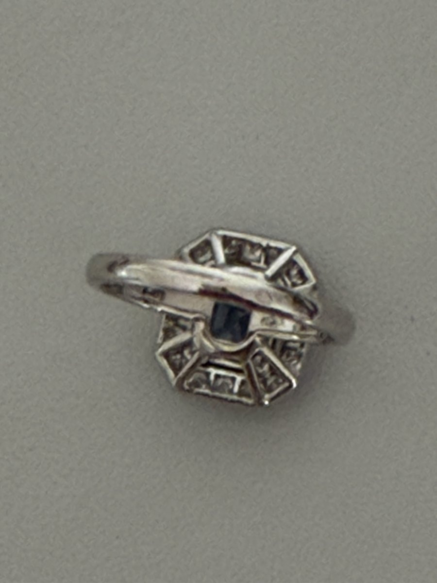 7000 - Bague Or Gris Saphir Ceylan Non Chauffé 3,00 ct Diamants-photo-3