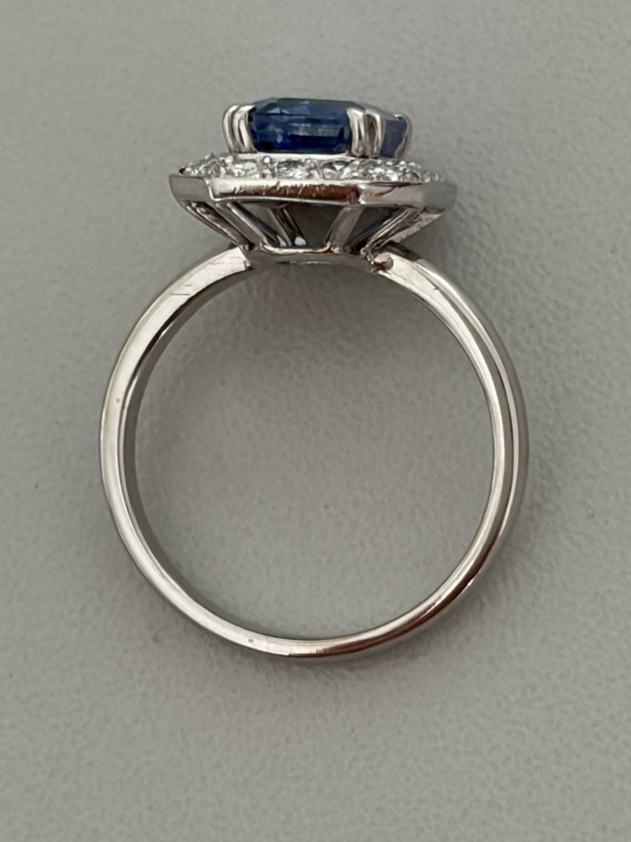 7000 - Bague Or Gris Saphir Ceylan Non Chauffé 3,00 ct Diamants-photo-4