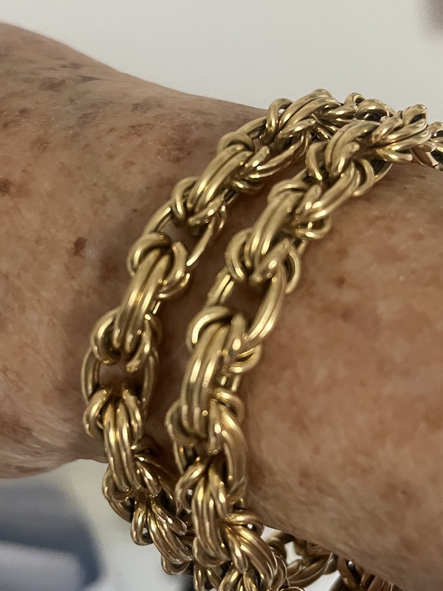 7114 - Yellow Gold Byzantine Mesh Bracelet 38 G-photo-4