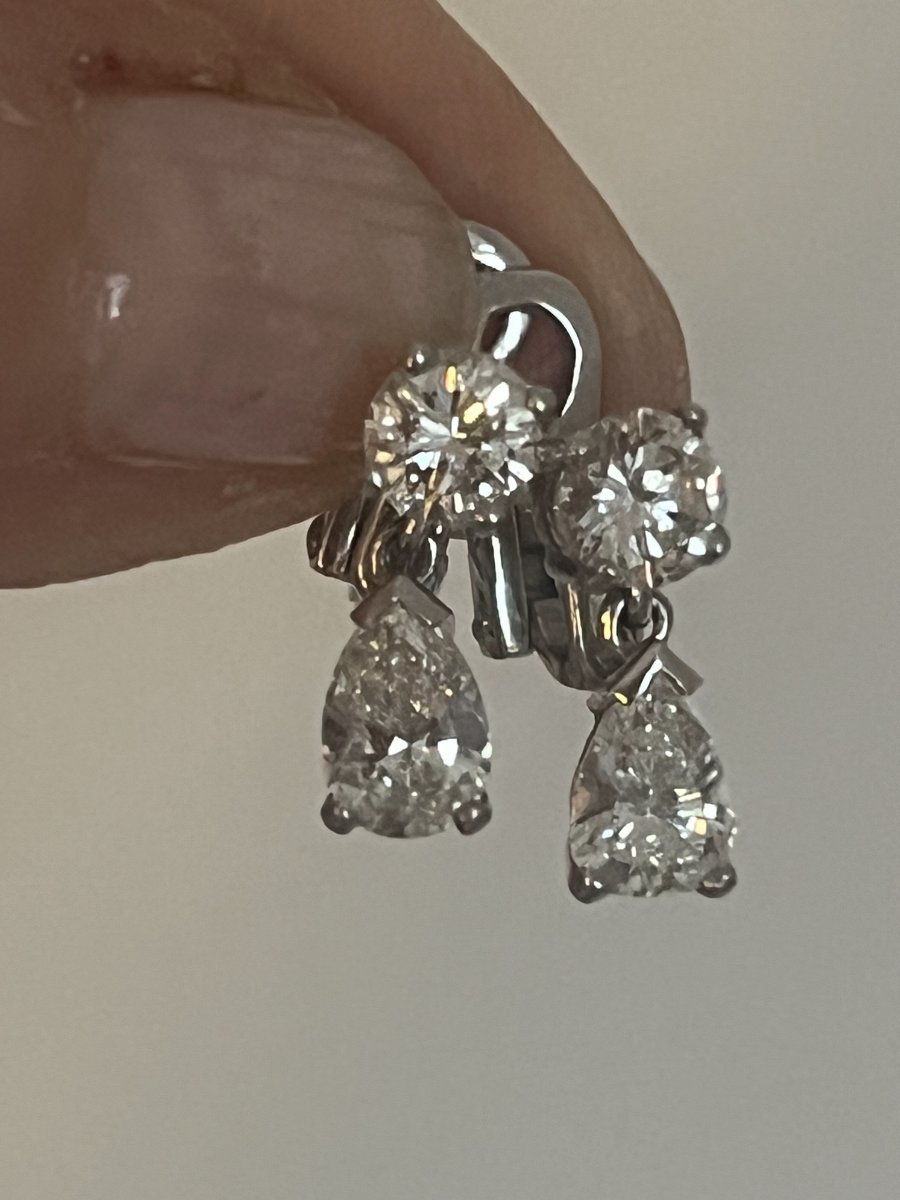 7226- Boucles d'Oreilles Pendantes Or Gris Diamants 2,50 ct-photo-2