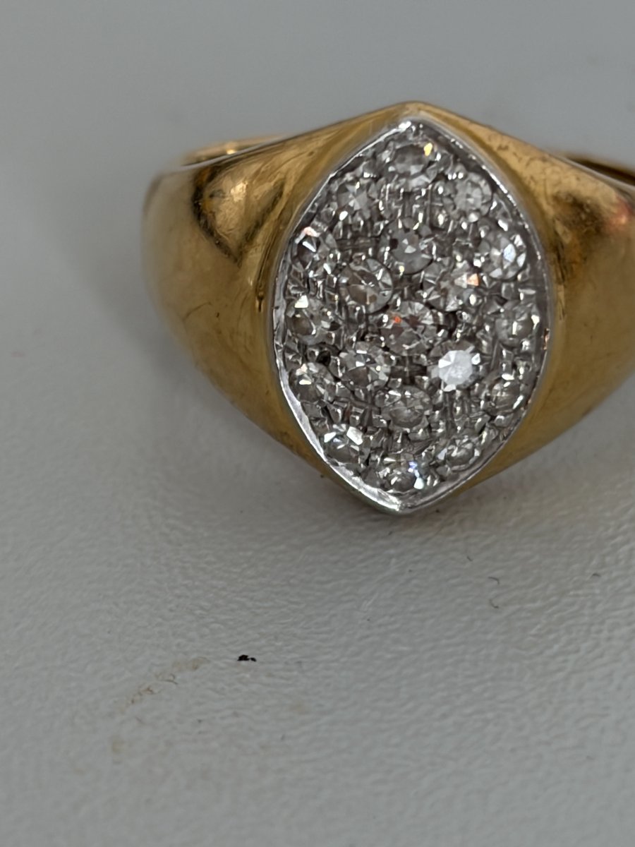 7594- Vintage Ring Yellow Gold Diamonds-photo-4