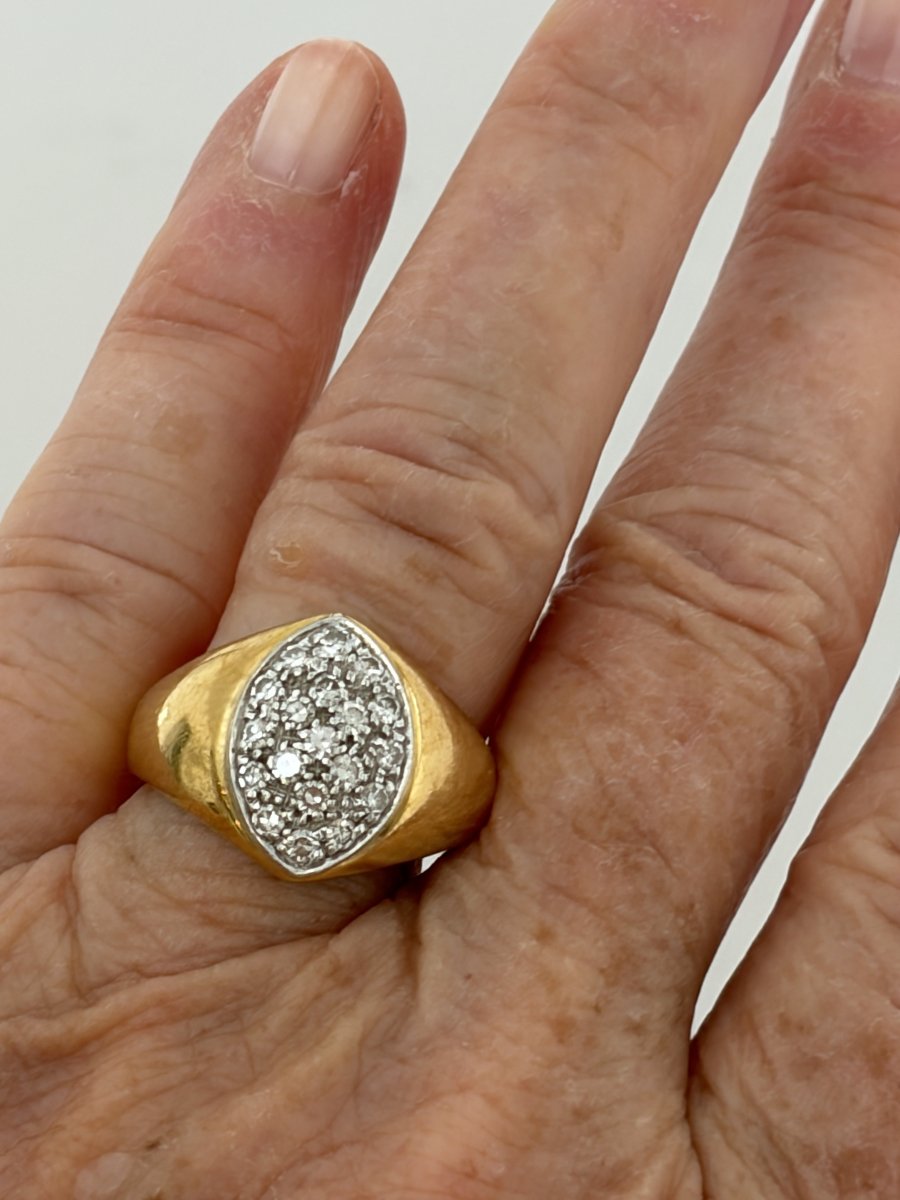 7594- Vintage Ring Yellow Gold Diamonds-photo-2