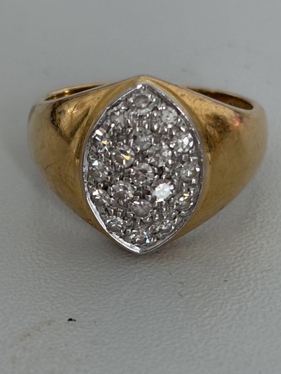 7594- Vintage Ring Yellow Gold Diamonds