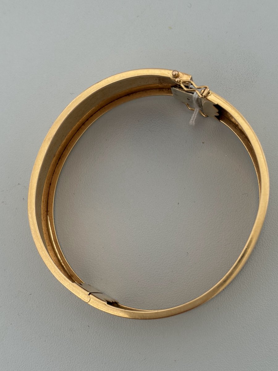 7595- Bracelet Manchette Rigide Or Jaune Ciselé-photo-1
