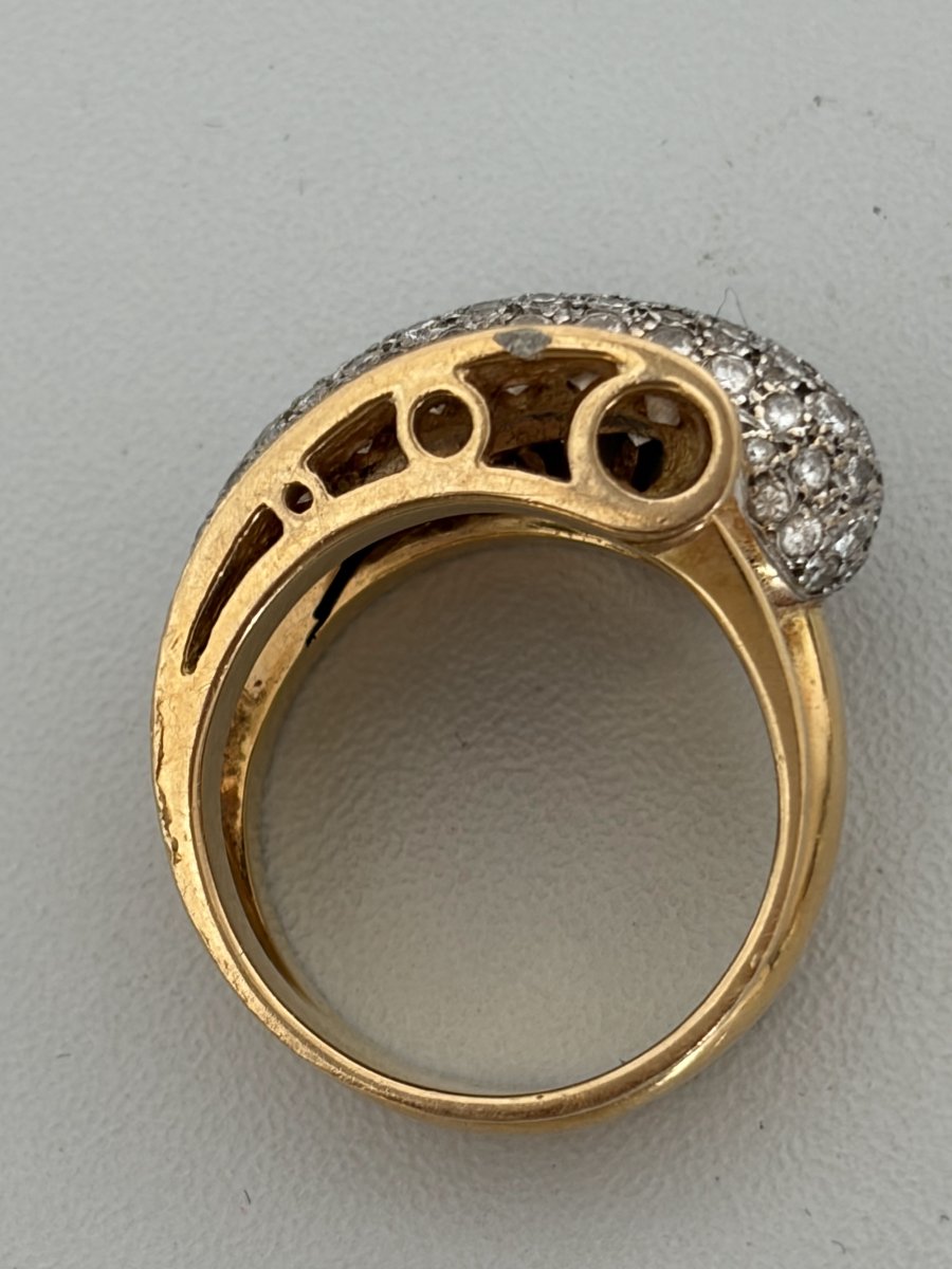 7599- Importante Bague Vintage Or Jaune Diamants 2,00 ct-photo-3