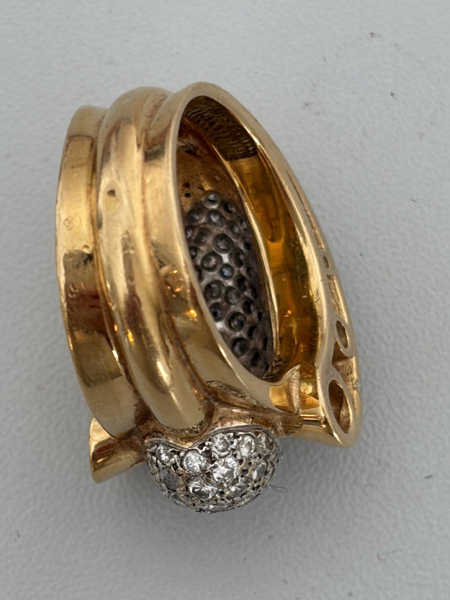 7599- Importante Bague Vintage Or Jaune Diamants 2,00 ct-photo-4