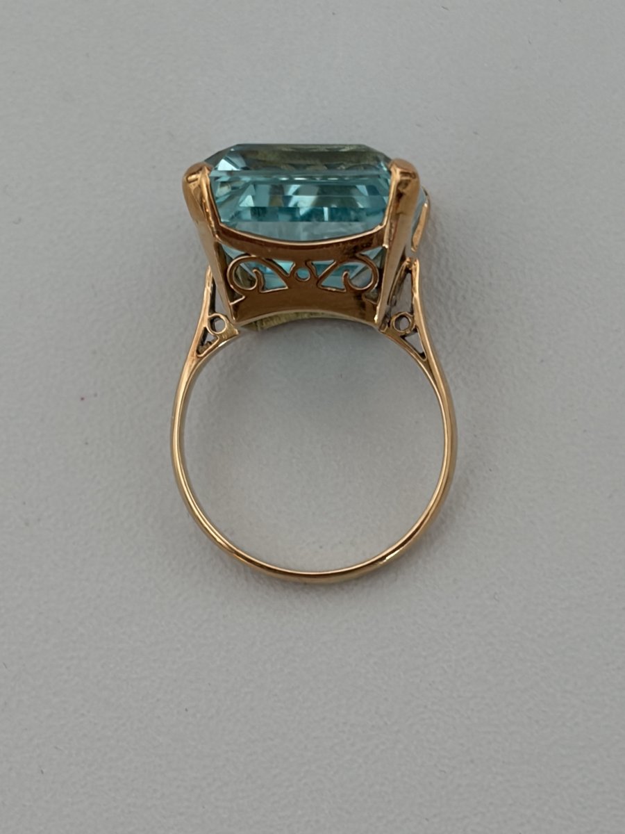 7608- Bague Vintage Or Jaune Aigue-Marine 15,00 ct-photo-3