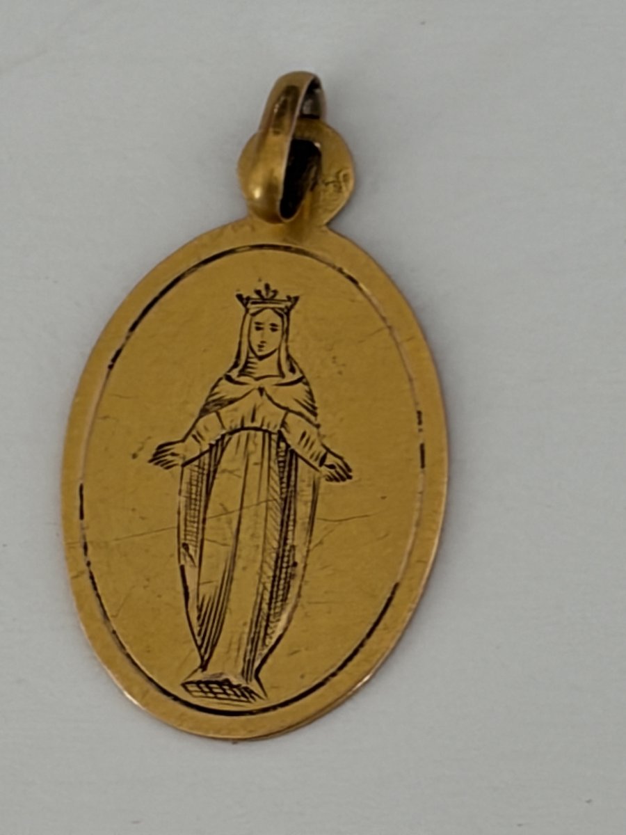 7613b- Yellow Gold Religious Medal-photo-3