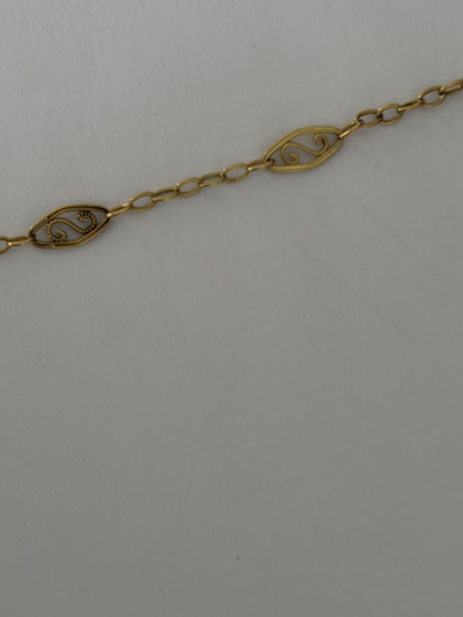 7614- Yellow Gold Filigree Necklace 49 Cm-photo-3