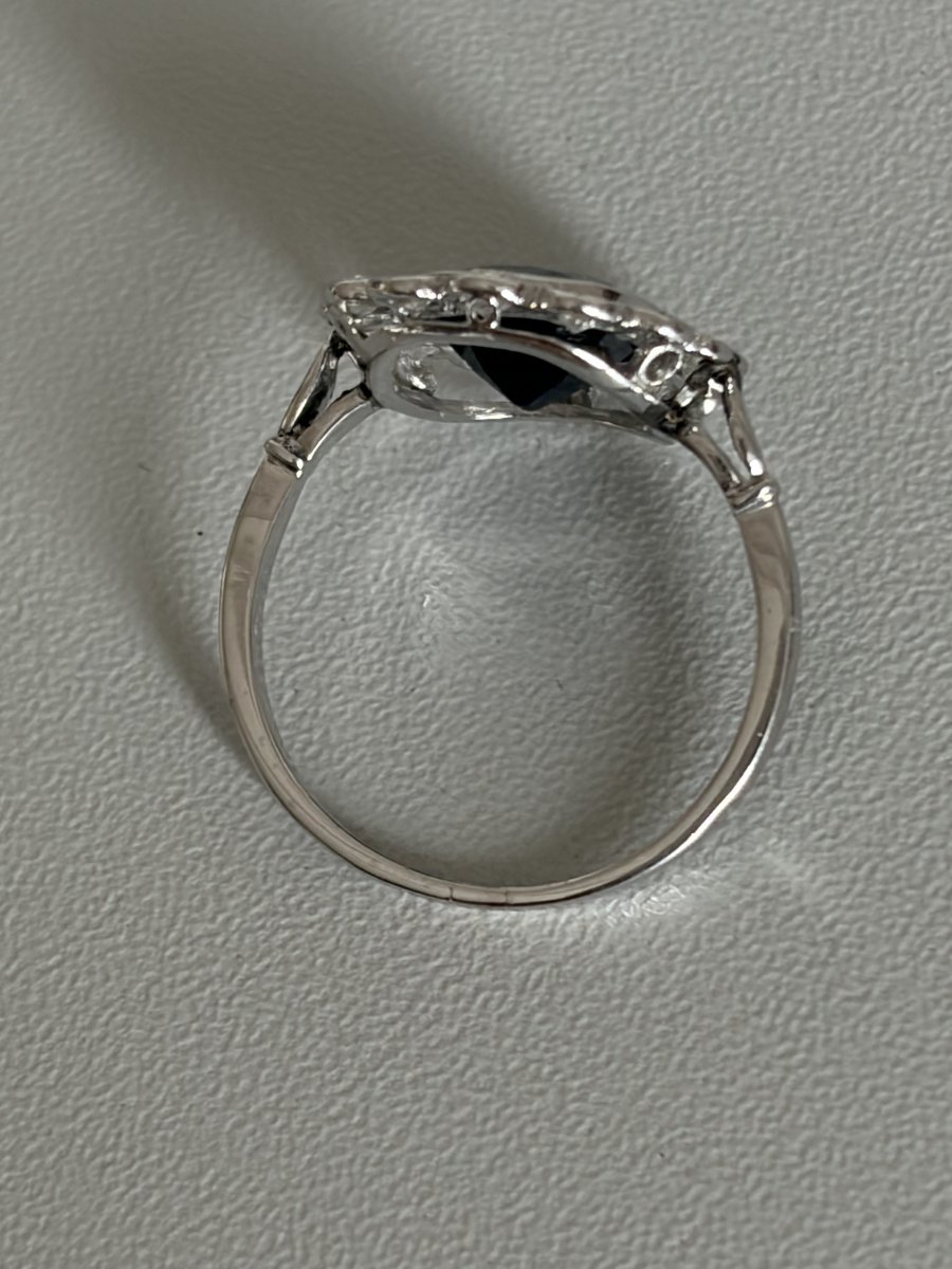 7637- Art Deco Platinum Diamond Ring-photo-4