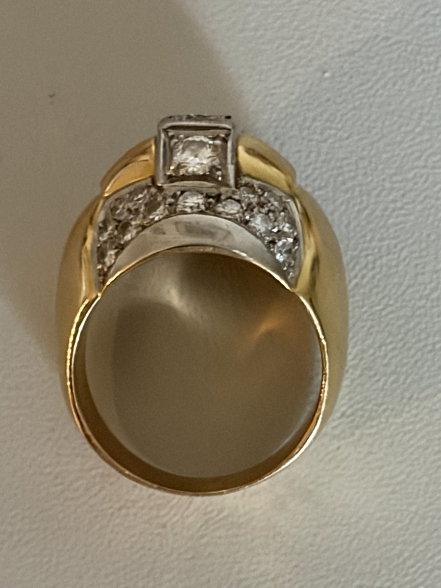 7643- Bague Dôme Or Jaune Diamants-photo-3