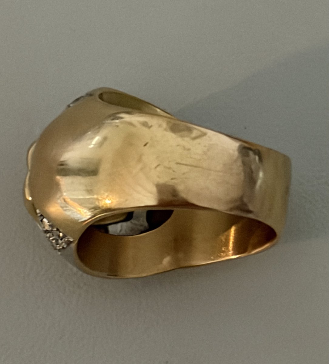 7643- Bague Dôme Or Jaune Diamants-photo-4