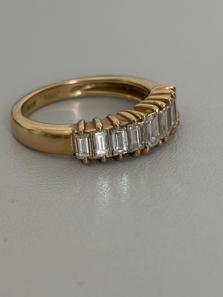7651- Bague Jonc Or Jaune Diamants Baguette-photo-2