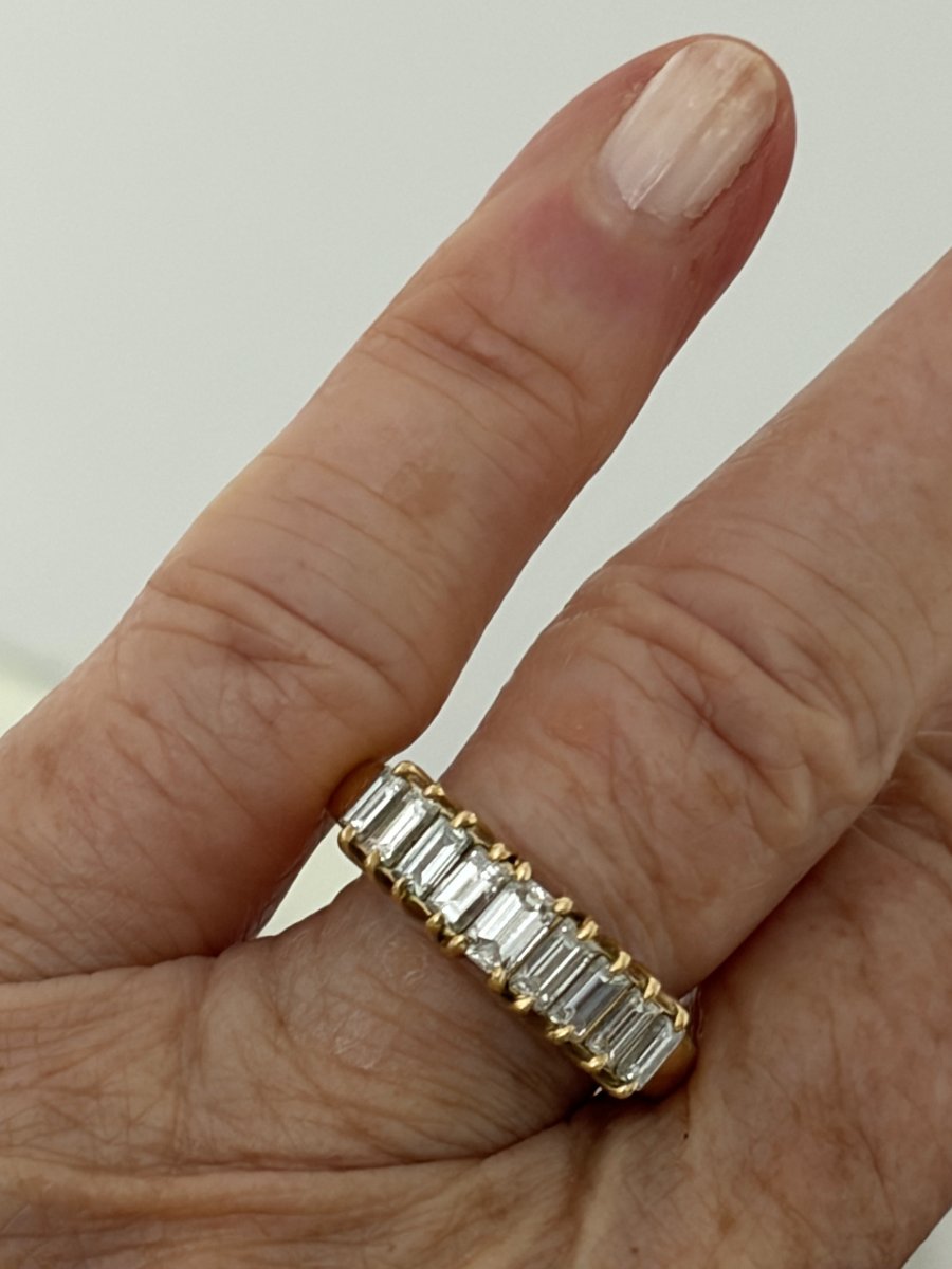 7651- Bague Jonc Or Jaune Diamants Baguette-photo-3