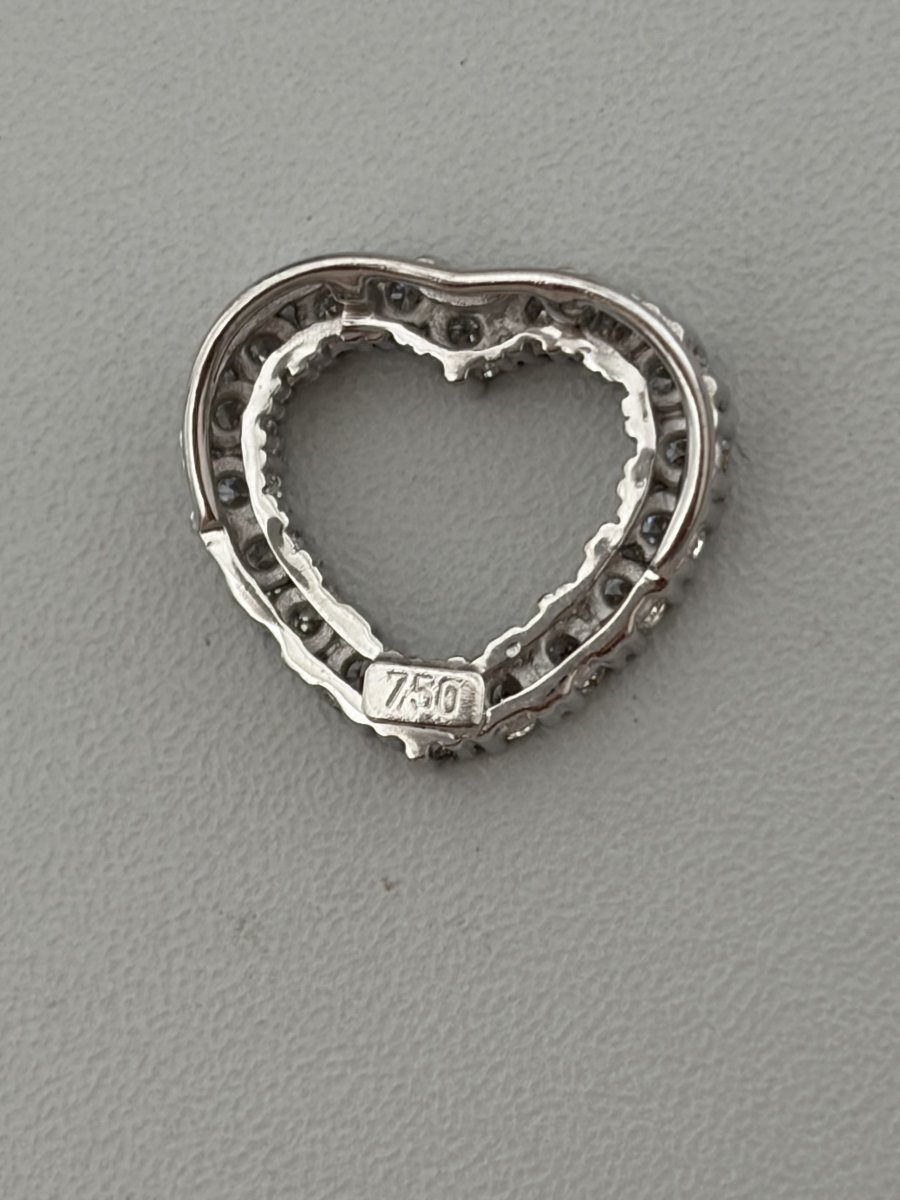 7652- Pendentif Cœur Or Gris Diamants-photo-2