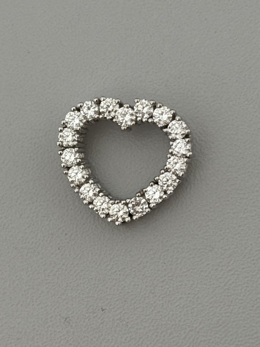 7652- Pendentif Cœur Or Gris Diamants-photo-4