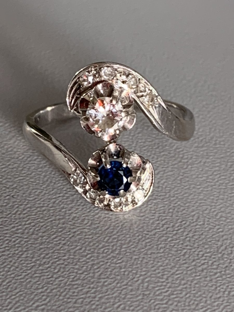3562- Ring Toi & Moi White Gold Sapphire Diamonds-photo-4