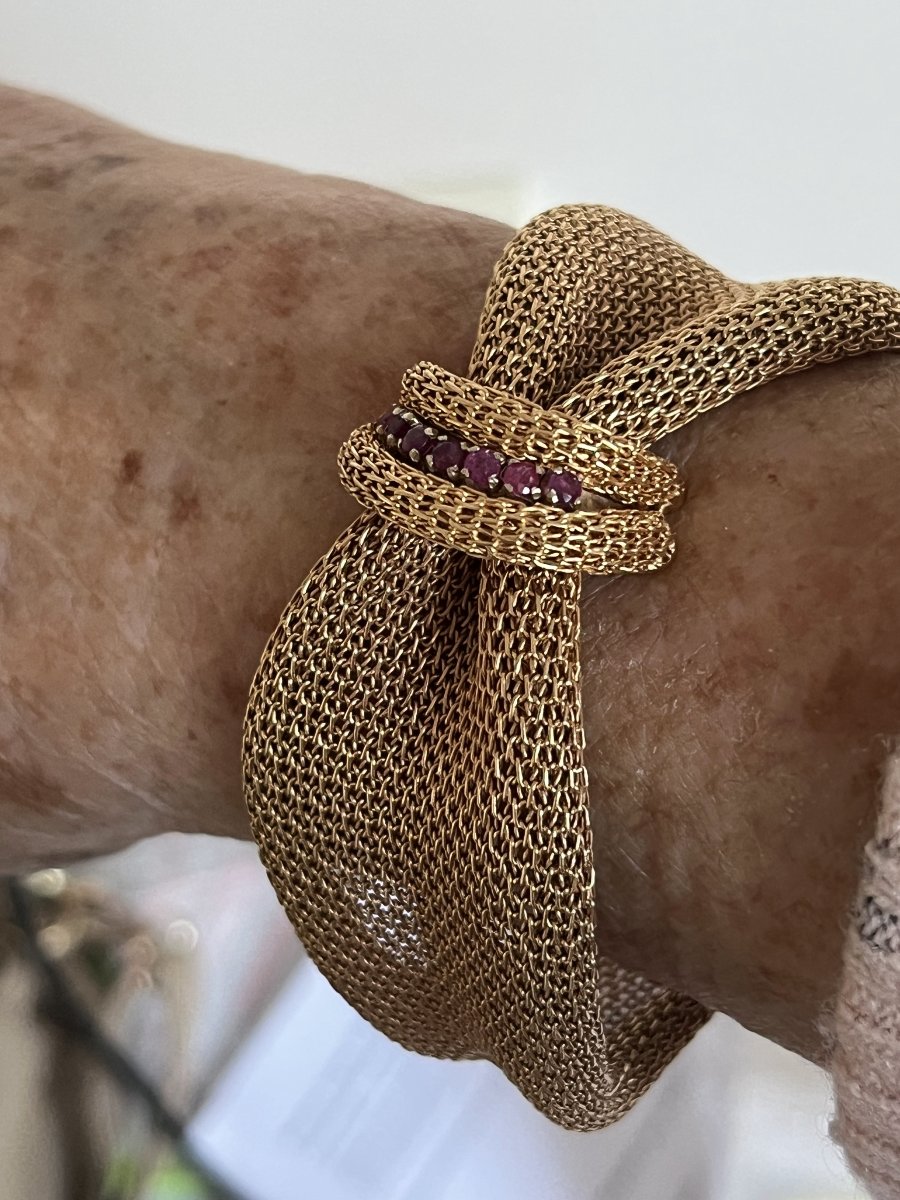 4340- Soft Bracelet Knot Yellow Gold Ruby-photo-2