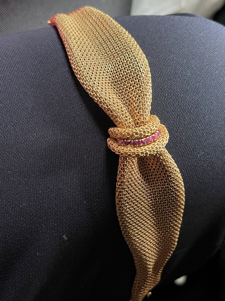 4340- Soft Bracelet Knot Yellow Gold Ruby-photo-1