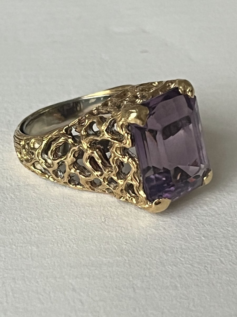 5147- Bague Vintage Or Jaune Améthyste-photo-2