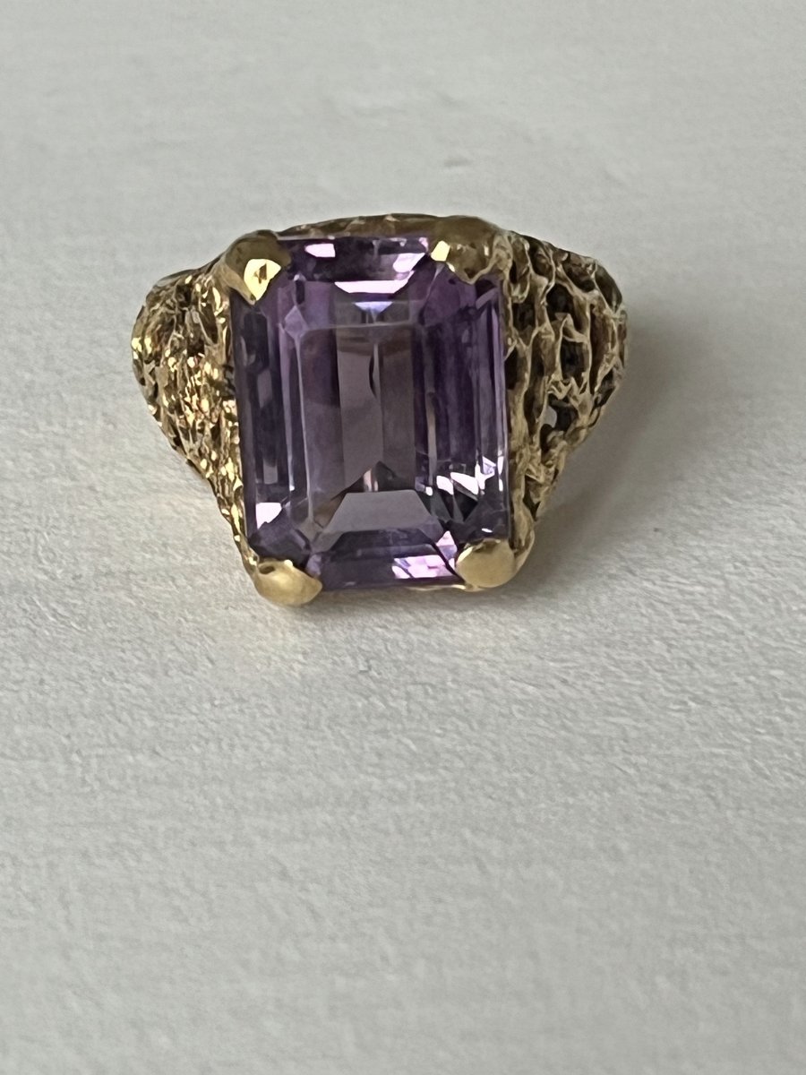5147- Bague Vintage Or Jaune Améthyste
