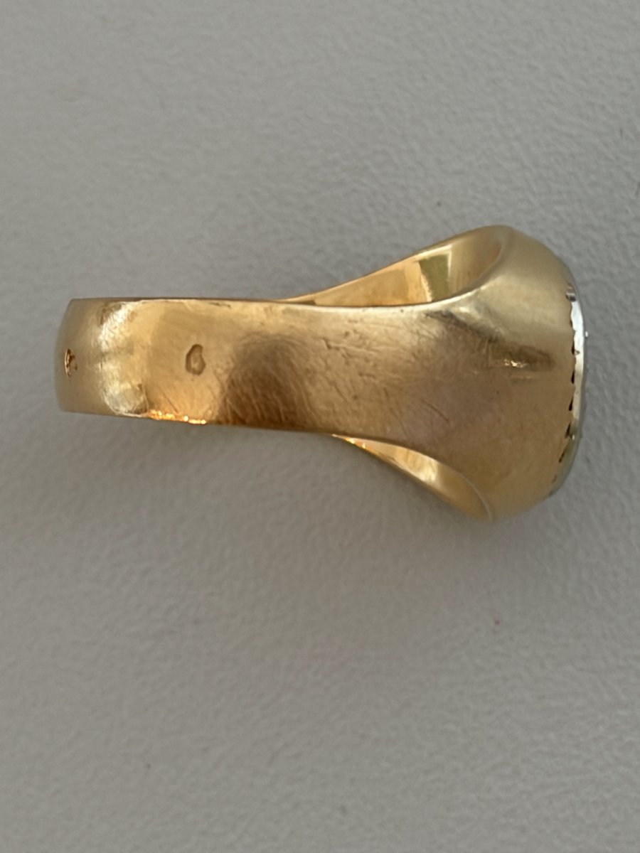 7461- Bague Chevalière Or Jaune Diamants-photo-2