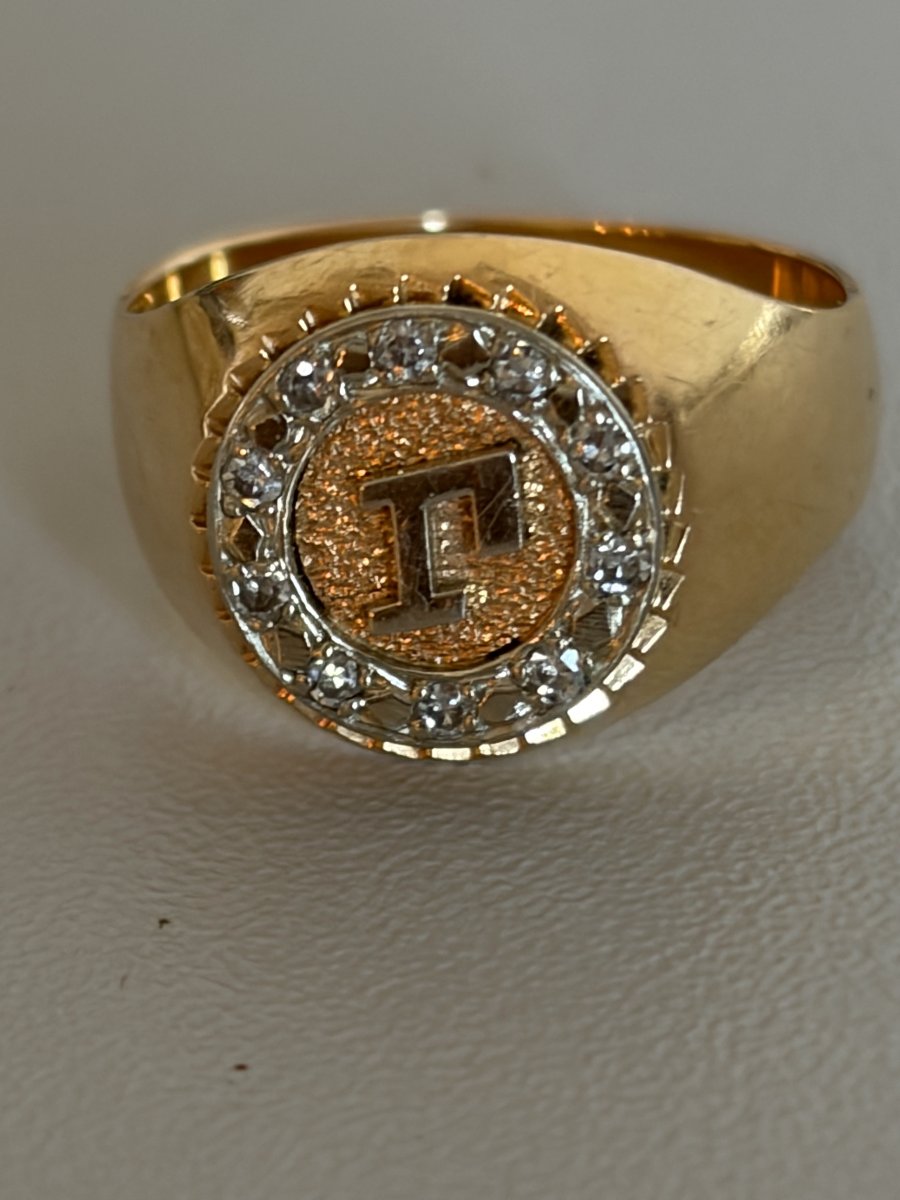 7461- Bague Chevalière Or Jaune Diamants