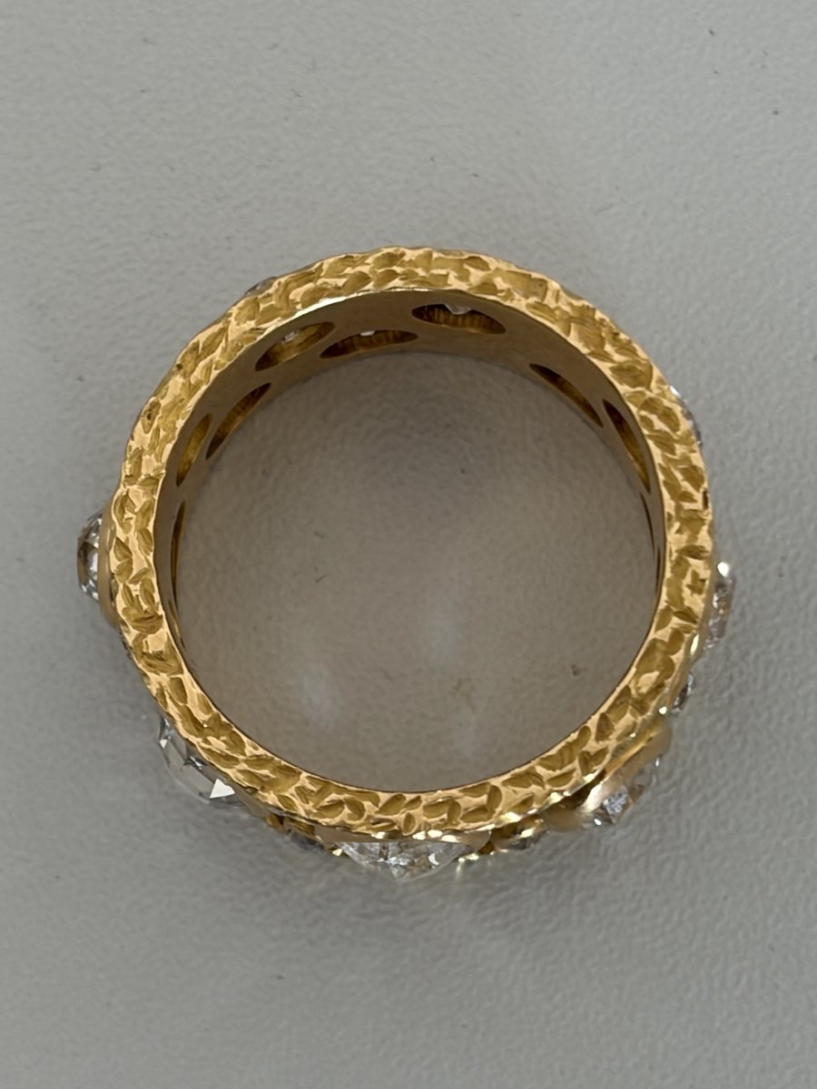 7601- Vintage Band Ring Yellow Gold Diamonds 3,50 Ct-photo-3