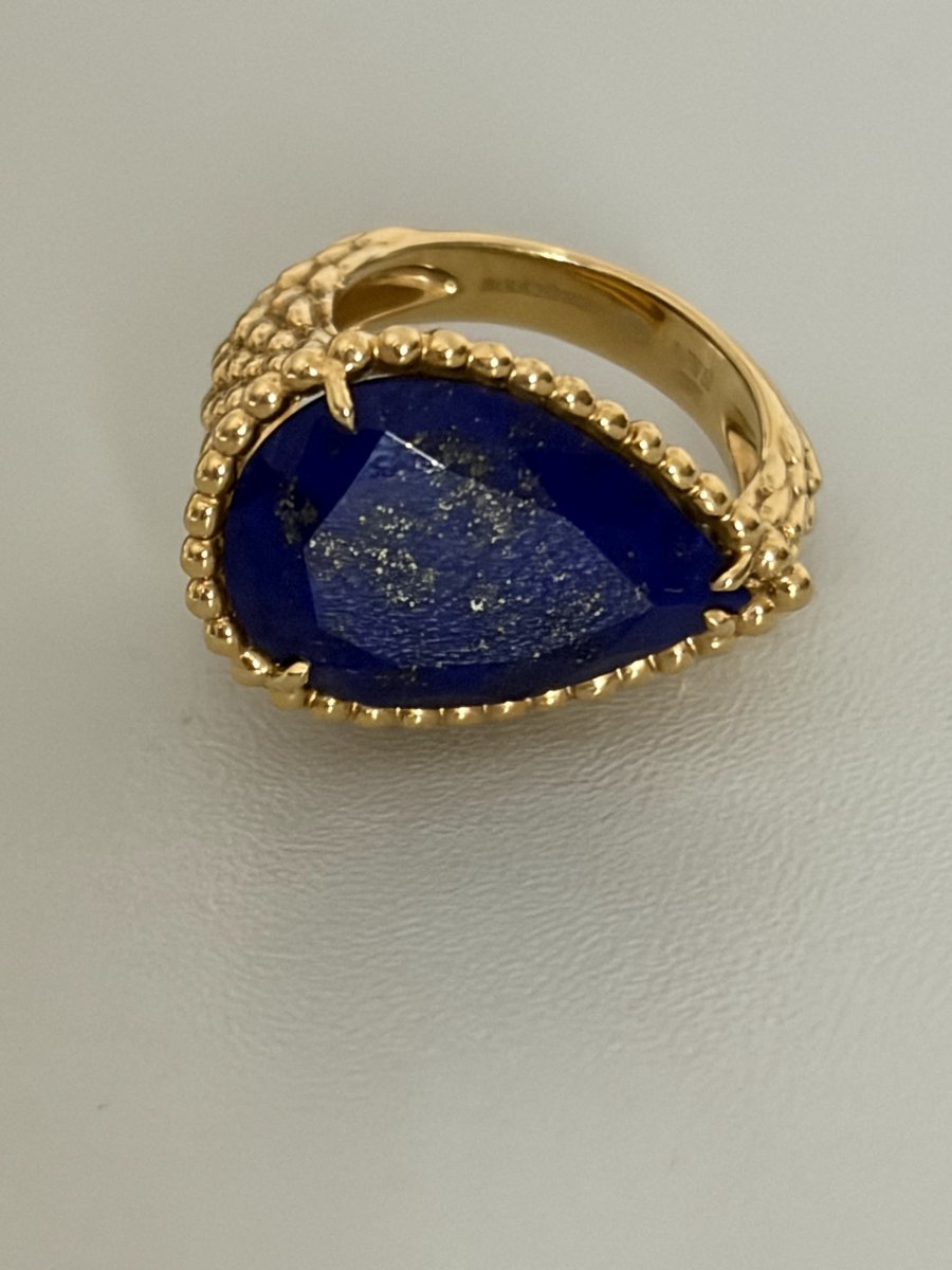 7619- Bague Boucheron Serpent Or Jaune Lapis Lazuli-photo-2