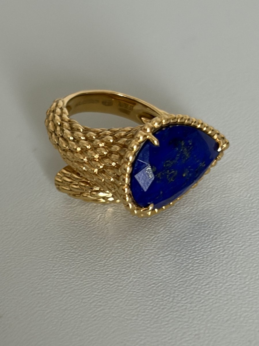7619- Bague Boucheron Serpent Or Jaune Lapis Lazuli-photo-2