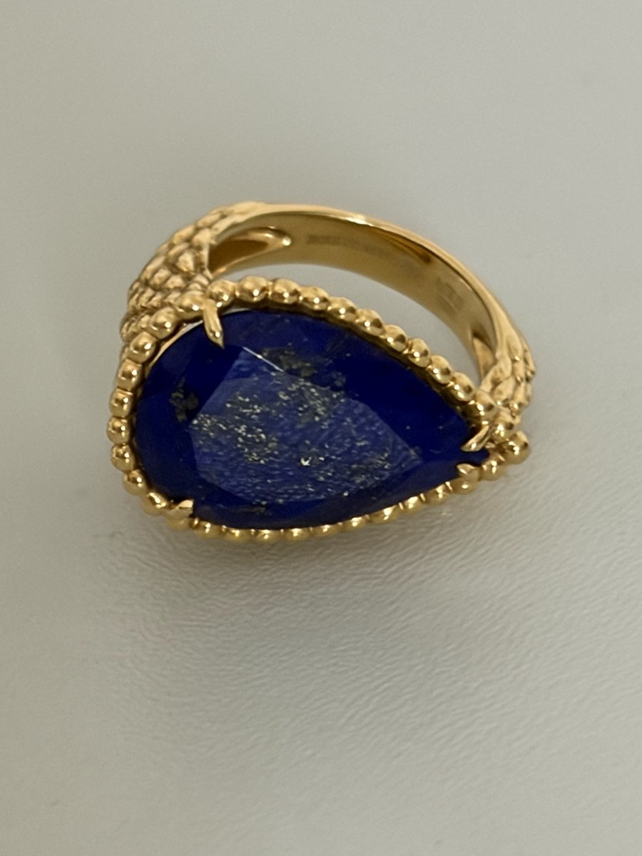 7619- Bague Boucheron Serpent Or Jaune Lapis Lazuli