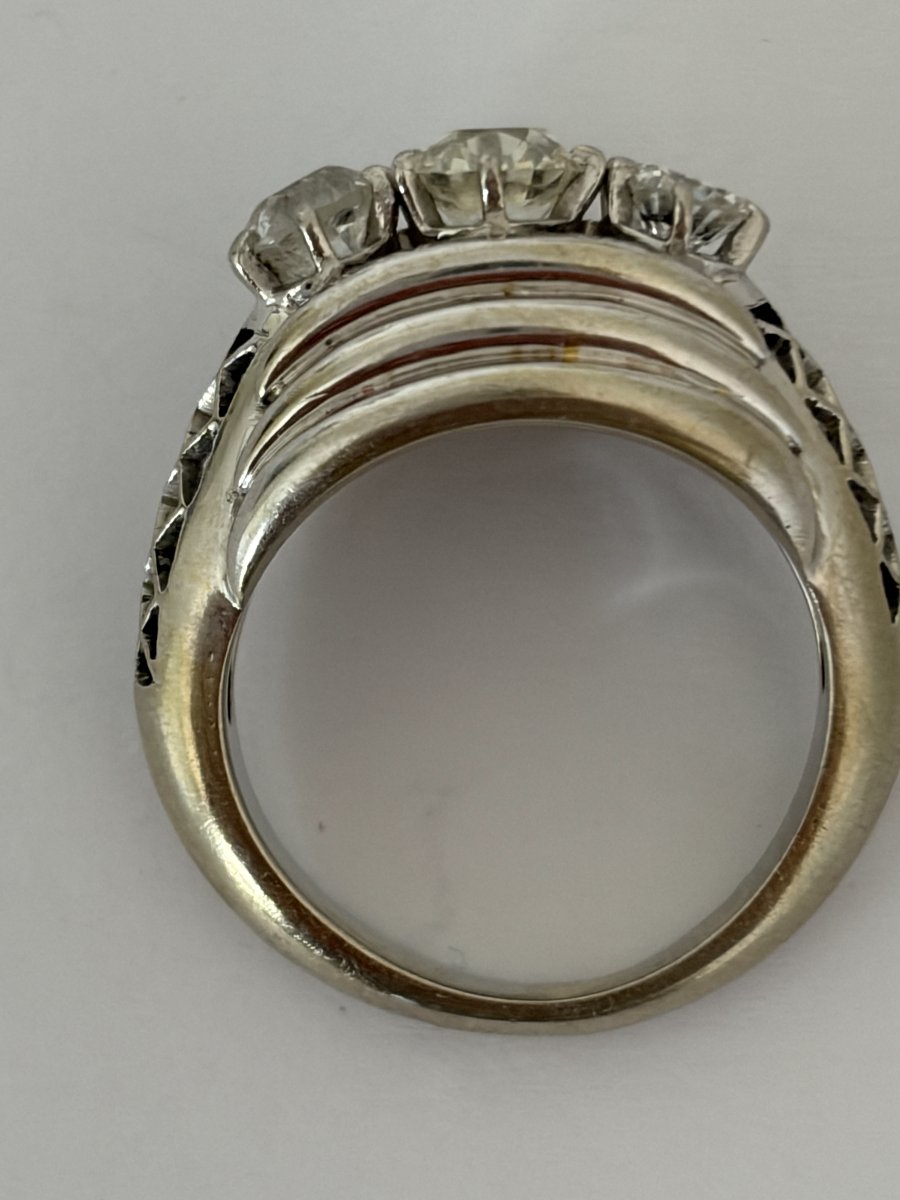 7623- Vintage Ring Platinum White Gold Diamonds 1,40 Ct-photo-2