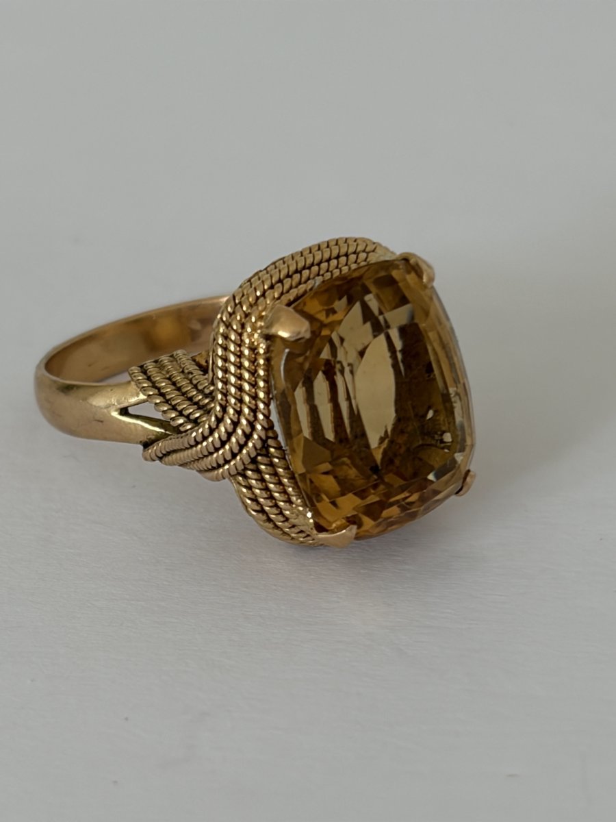 7629- Vintage Rose Gold Ring Citrine 8,00 Ct-photo-3