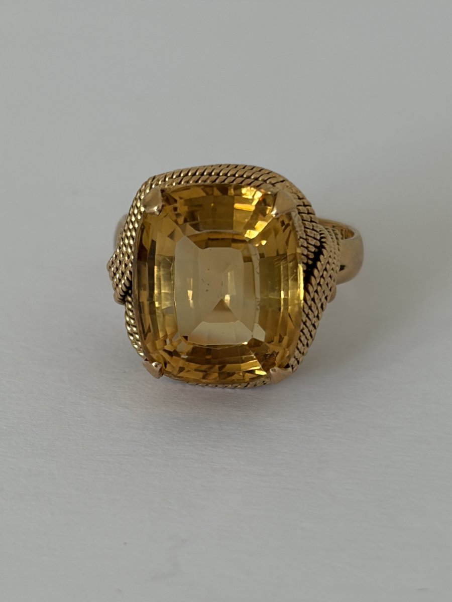 7629- Vintage Rose Gold Ring Citrine 8,00 Ct